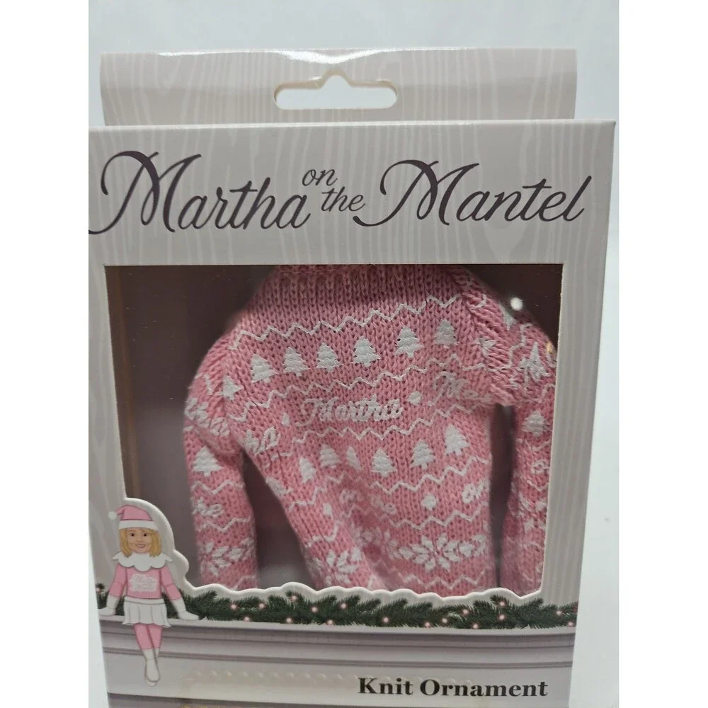Martha on The Mantel Pink Christmas Knit Sweater Collectible Ornament NEW